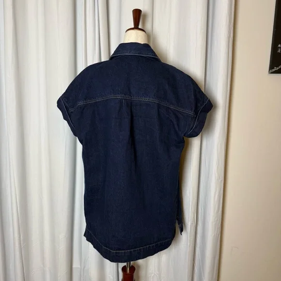 DISSH Felix Denim Shirt Jacket Oversized Short Sleeve Blue Womens Size 4 - Picture 5 of 15